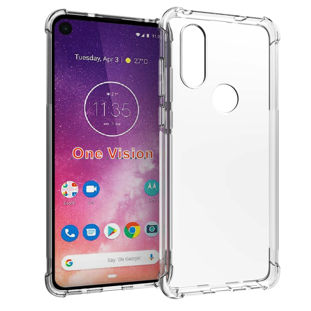 

Crystal Clear Anti-slip Anti-Scratch Shockproof Durable Flexible TPU soft Case Cover for Moto One Vision P40