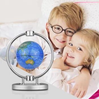 

6 Inch Wireless BT Speaker Magnetic Leviation Globe Floating World Map Globe Tellurion with Colorful LED Light & Base Stand