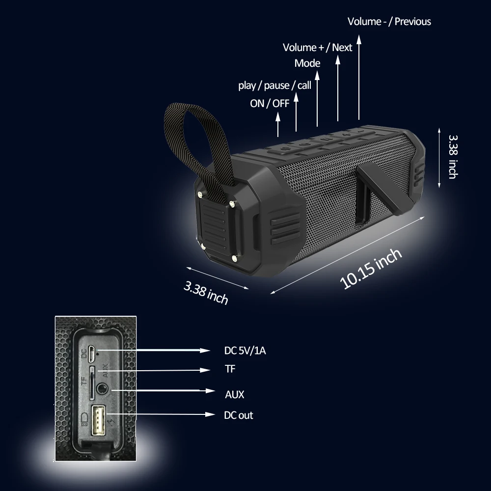 Newrixing 16 Вт водонепроницаемый беспроводной Bluetooth динамик+ power Bank переносной динамик наружная Колонка звуковая коробка с AUX FM TF USB