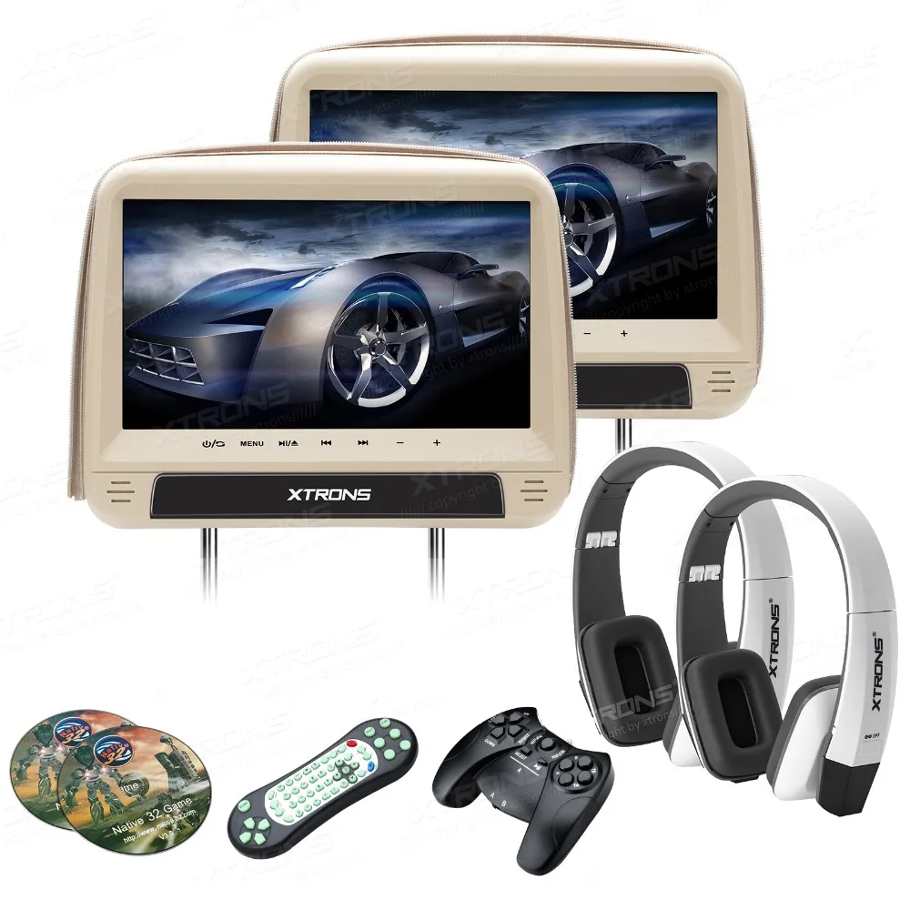XTRONS мониторы 9 &quotHD цифровая панель кожаный чехол подголовник автомобиля DVD