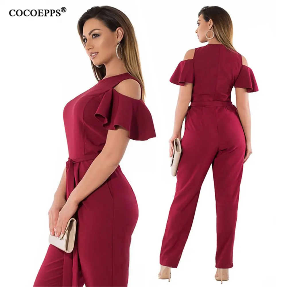 COCOEPPS, 5XL, 6XL, летние женские комбинезоны с открытыми плечами, плюс размер, комбинезоны, комбинезон, офисный, женский, элегантный, большой размер, повседневный комбинезон