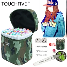 Touchfive 30/40/60/80/168 Цвета ручка маркер комплект Dual Head эскиз маркеры кисточки ручка для рисования манга анимация дизайн товары для рукоделия