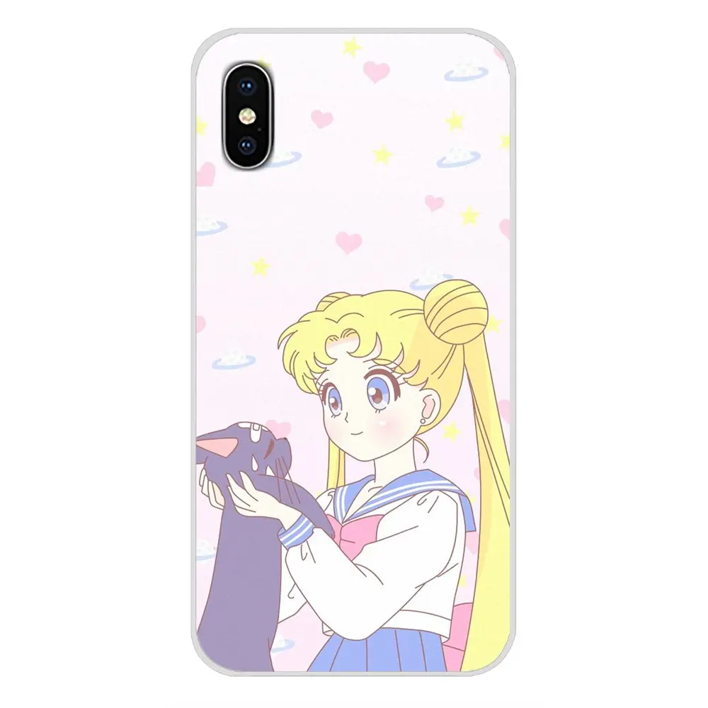 Силиконовый чехол для телефона Samsung Galaxy S4 S5 MINI S6 S7 edge S8 S9 S10 Plus Note 3 4 5 8 9 Cute Sailor Moon