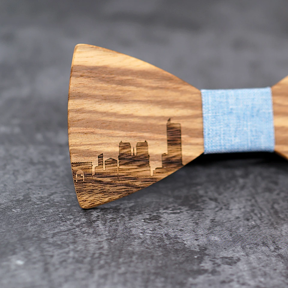 MAHOOSIVE деревянный галстук бабочка Gravata пар город Skyline свадебный подарок для жениха бабочка для мужчин костюм рубашка украшения аксессуар