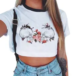 Женская новая футболка с короткими рукавами, с принтом животных, с коротким абзацем, с пупком, сексуальная рубашка в стиле Харадзюку