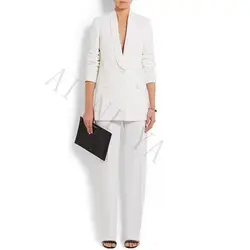 Куртка + Брюки для девочек новый Для женщин Бизнес Костюмы белый женские офисные равномерное формальный Повседневная обувь дамы Брючный