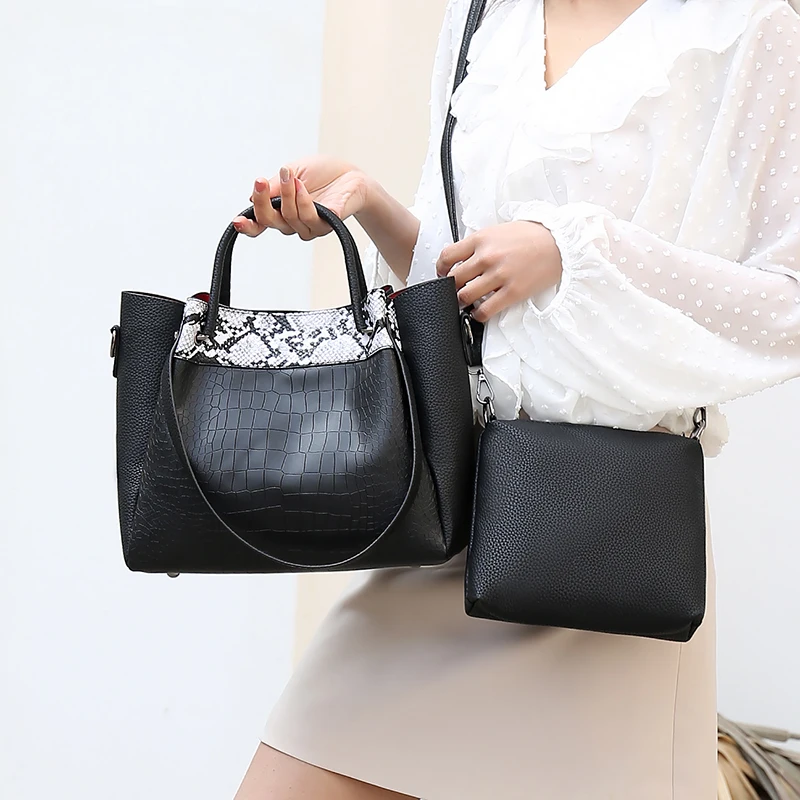 Высококачественные Женские Сумки из искусственной кожи, новая модная дизайнерская женская сумка на плечо, роскошные женские сумки-мессенджеры из 2 предметов