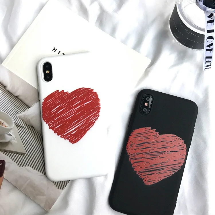 Lover Simple Heart Cases For Iphonex 7 PLUS 6 6S 8 Mobile Phone Case Soft Silicone Tpu Back Covers Iphone6 plus Funda |