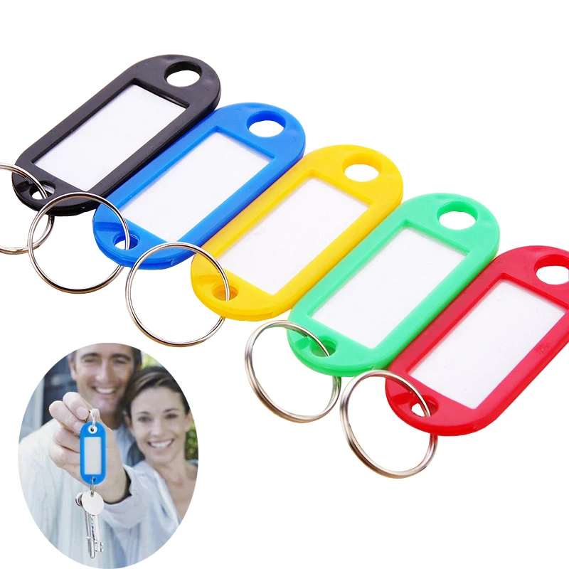 

XUNZHE Labels 20pcs Colored Plastic Keychains for Keys Luggage ID Tag Key Rings with Labels with Name Cards