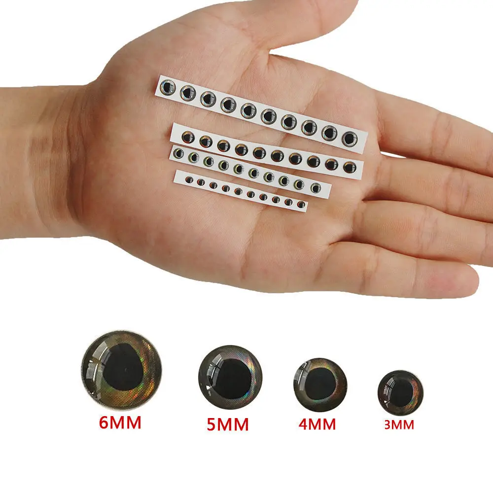 200 قطعة 3 مللي متر 4 مللي متر 5 مللي متر 6 مللي متر 4D الصيد عيون جذابة Fly ربط المواد المجسم عيون ملصقات DIY الصيد اكسسوارات