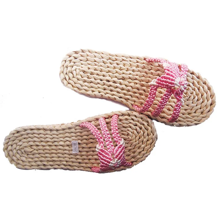Popular Sale Straw Corn Leather Slippers Pure Hand Woven Sandals