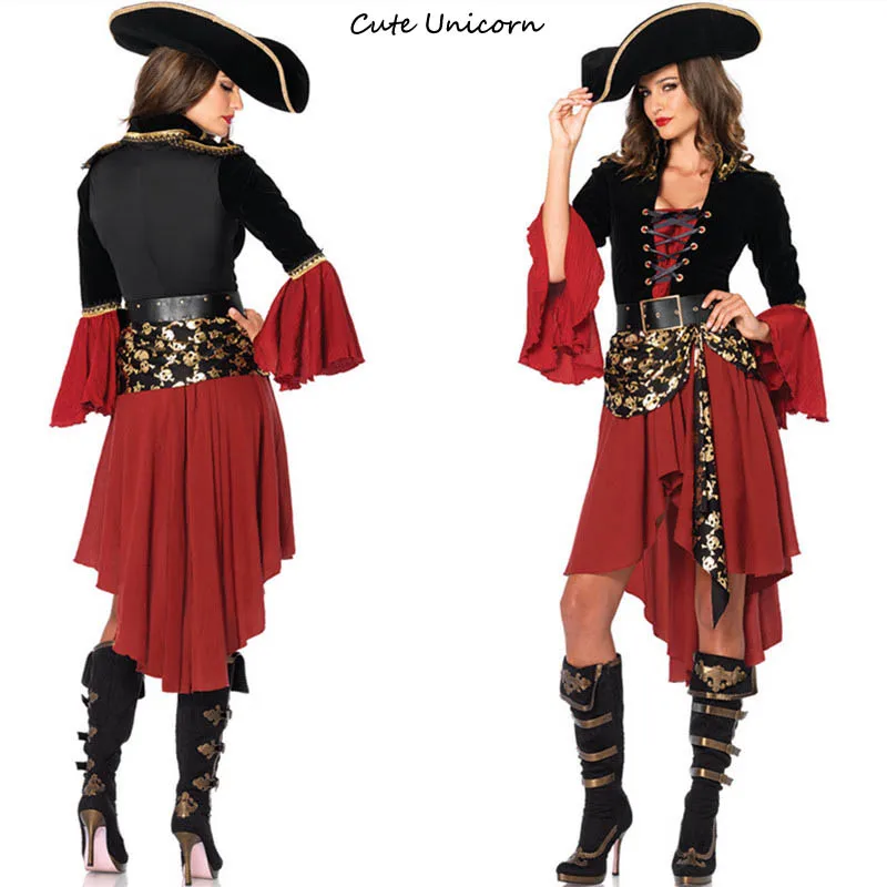 

Women Sexy Pirate Costume Adult Halloween Carnival Uniforms Party Cosplay Costumes Fantasia Fancy Dress Caribbean Pirates Outfit