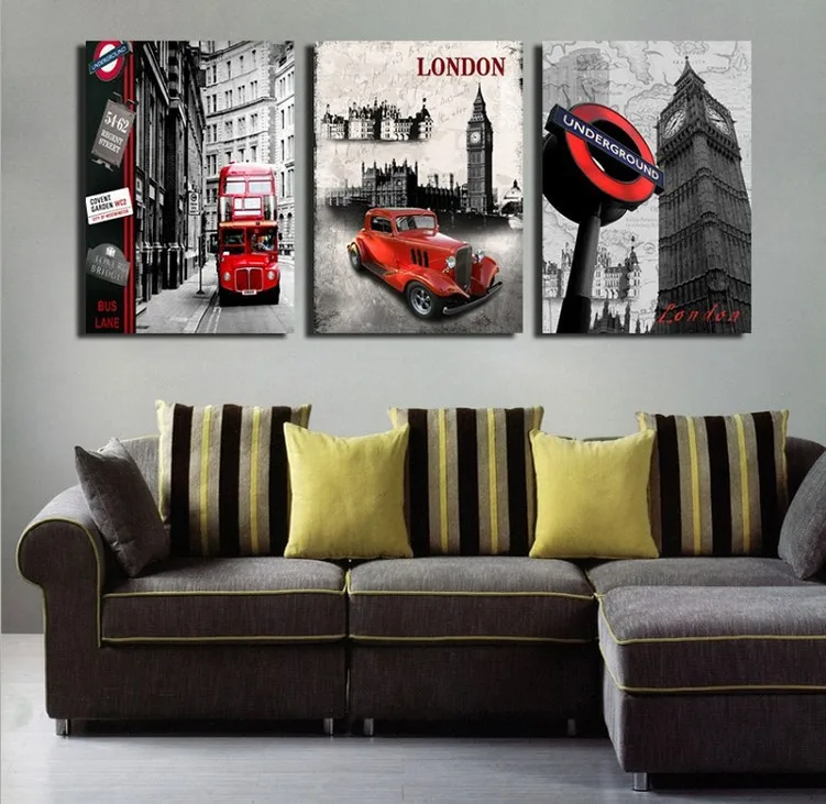 5 шт., Картина на холсте с изображением Лондонской улицы Красного автобуса, Современный домашний декор, настенная художественная картина, печать для гостиной, Куадрос, Декор