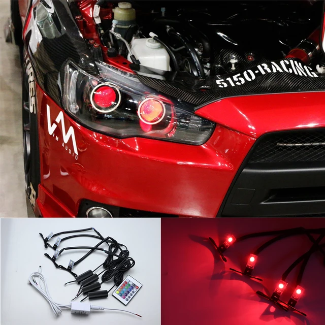 4pcs Multi color RGB Demon Eye LED devil eyes with Wireless Remote For Double lens Car