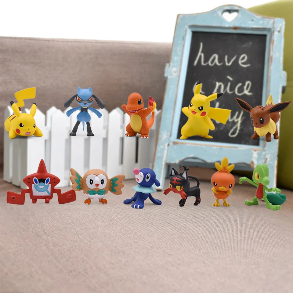 3-4 см 2 ''Pikachu Squirtle Charmander Eevee Popplio Torchic Treecko Riolu Rotom Rowlet Litten аниме фигурка куклы игрушки