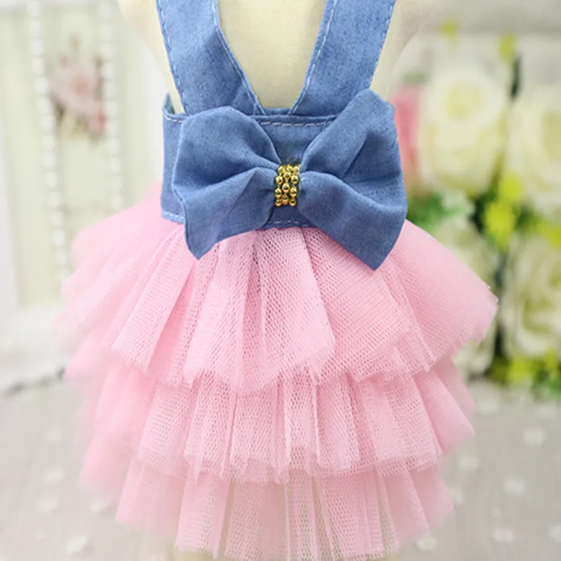 Summer Dog Dress Pet Dog Clothes for Small Dog Wedding Dress Skirt Puppy Clothing Spring Fashion Jean Pet Clothes XS-2XL