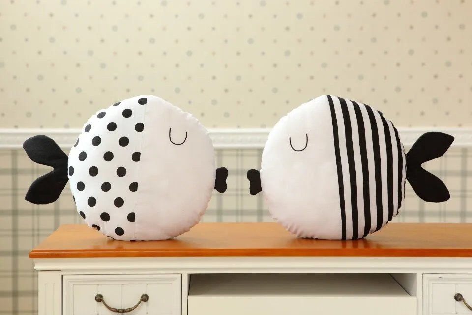 Black White Fish Cushions For Home Decor