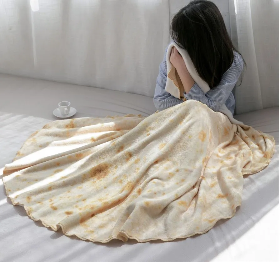 Fanaijia, комфортное одеяло мексиканского буррито для еды, новое одеяло, идеально круглое флисовое покрывало, Флисовое одеяло