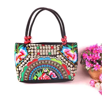 

Free Shipping !top price-promotion wholesale Embroidered bags national handmade embroidered double faced embroidery carrybag