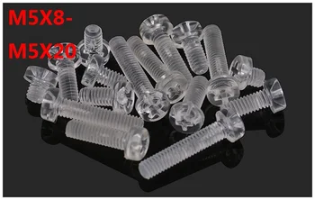 

1000PCS/Lot M5x6/8/10/12/20 Philips Round Pan Cross Head Acrylic Screw Transparent PC Material Screw Clear Plastic Bolt Fastener
