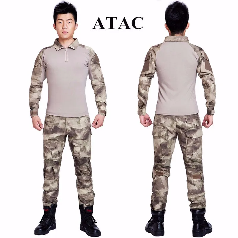 Тактическая страйкбольная военная одежда Камуфляжный костюм охотничья Боевая Военная Униформа с длинным рукавом с наколенниками налокотники армейская рубашка