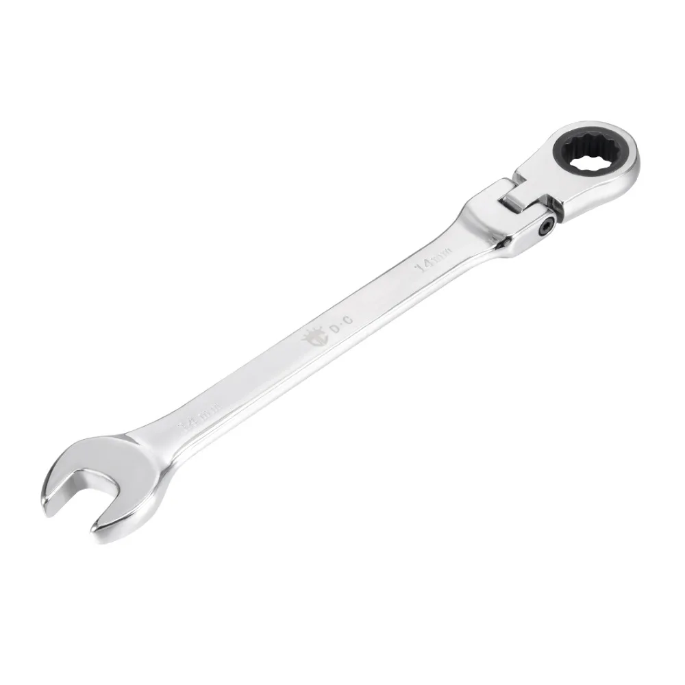 

Uxcell 1PCS 160/205mm Long Box Open Ended Flex-Head Ratchet Combination Wrench Polish Chrome Finish for Household Maintenance