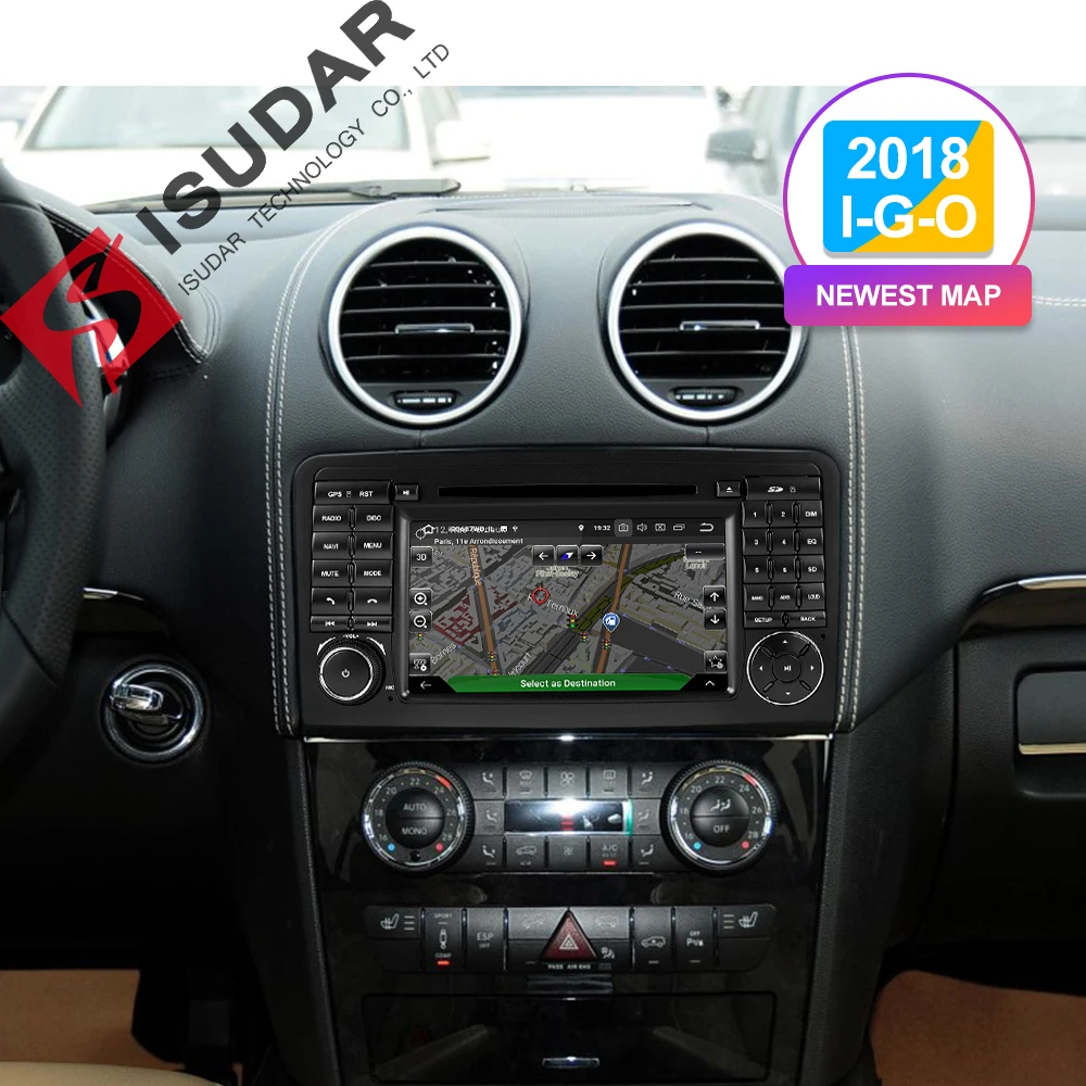 Top Isudar 2 Din Auto Radio Android 9 For Mercedes/Benz/ML/GL CLASS W164 ML350 ML500 GL320 Car Multimedia Video DVD Player GPS FM 1