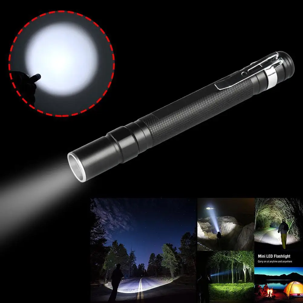 Mini 3000LM LED Flashlight Portable Pen Clip Torch Light For Hiking Camping AAA
