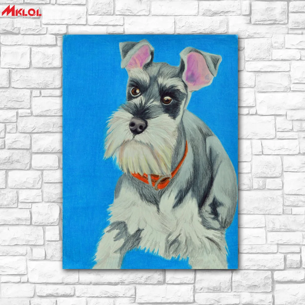 901 48 De Réductiongrand Mur Art Schnauzer Chien Restaurant étude Chambre Décor Mur Peinture à Lhuile Imprimer Belle Photo Murale Pour Salon