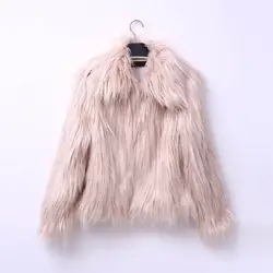 Для женщин зима искусственного женское меховое пальто Модные пальто толстое пальто из искусственного меха розовая куртка Верхняя одежда с