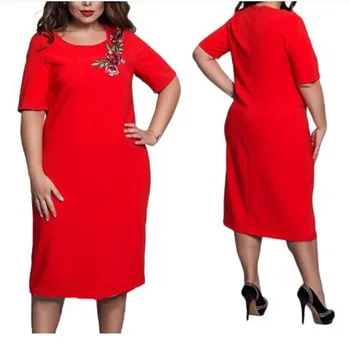 

Elegant Women Dress Sexy Party Plus Size Maxi Straight Dresses Casual Loose Large Slim Summer Embroidery Office Vestido