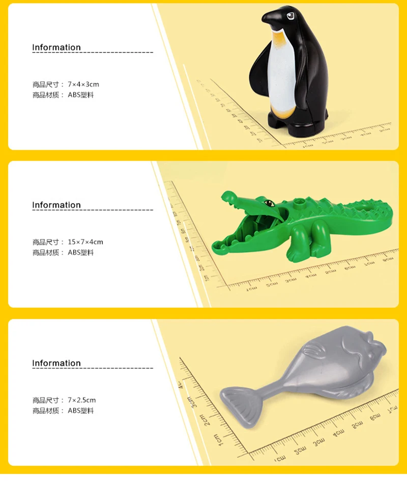 DIY Big Particles Model Building Blocks Ocean Animal whale penguin shark Bricks accessory Compatible with Duploe Toy for children (14)