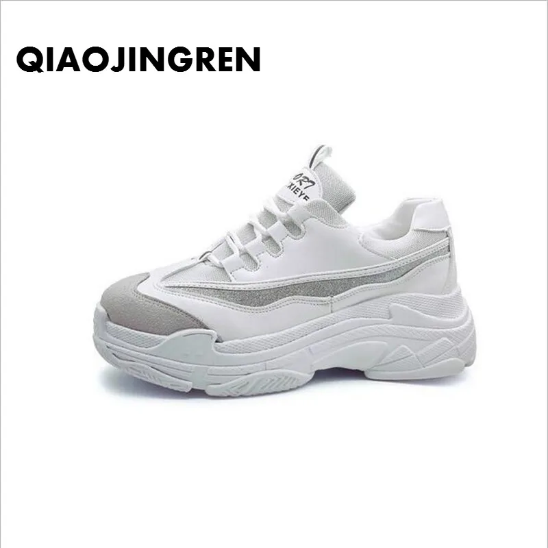 

Size35-43 2018 New Spring Women Shoes For Woman Casual Shoes Wild Platform Heels Female Leisure Black White Letters Sneakers