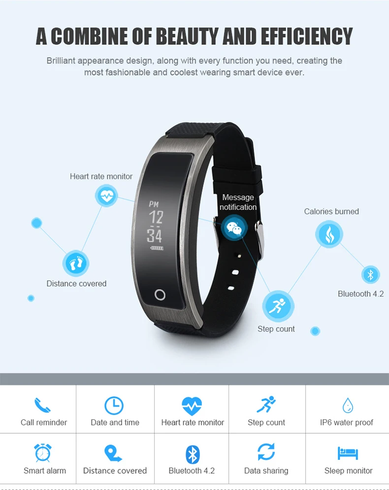 Smartch Hot Sales I8 Smart Bracelet Talk Band TalkBand Heart Rate Blood Pressure Oxygen Pedometer Bluetooth