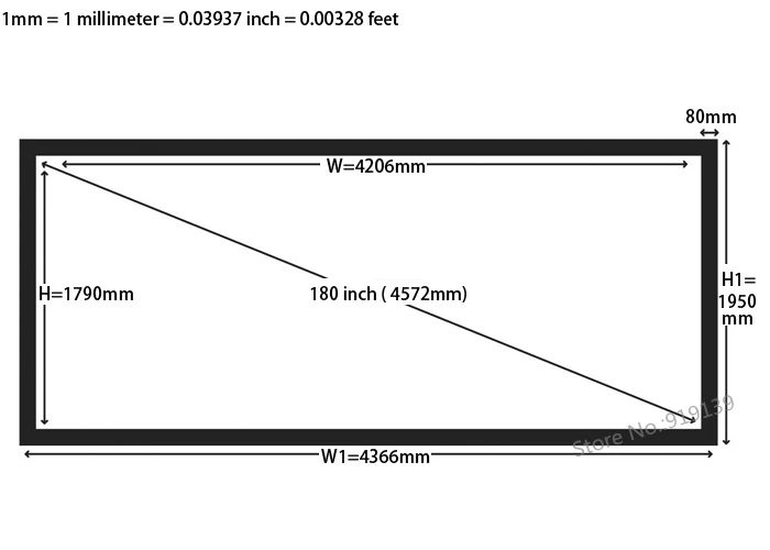 180inch 2.35 to 1 flat screen dimension