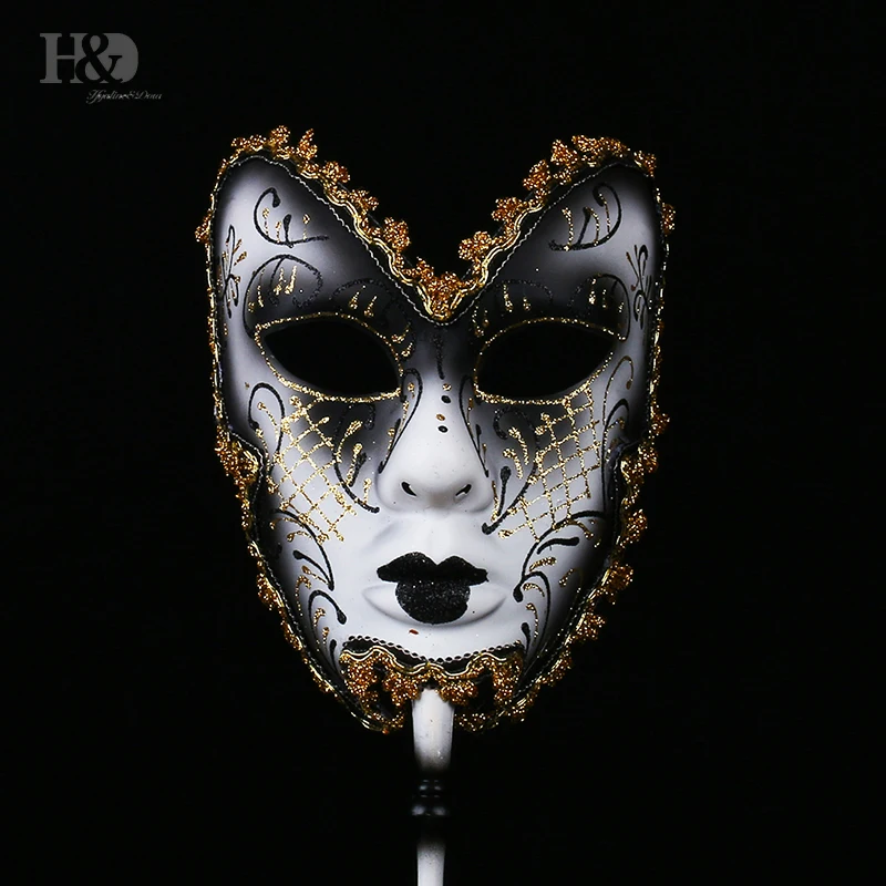 H& D Венецианская пара женщин и мужчин маска элегантная Венецианская Карнавальная маска с палкой модные маскарадные маски специальные подарки