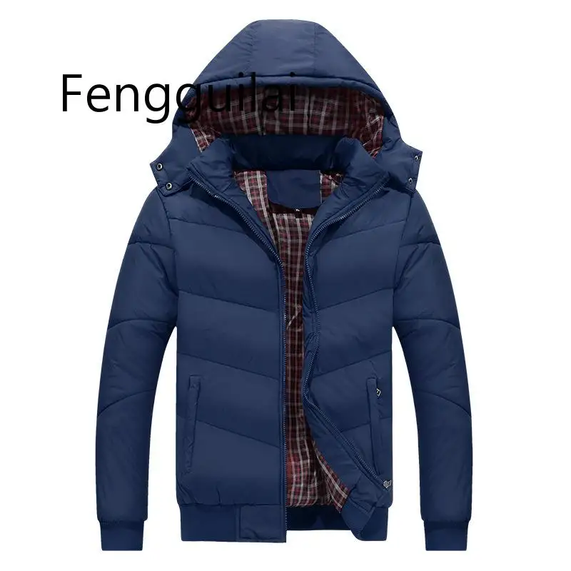 

Men Hooded Casual Warm Parka Jacket Winter Cotton Parka Waterproof Windproof Slim Fit Coat Male Parka Brand Coats