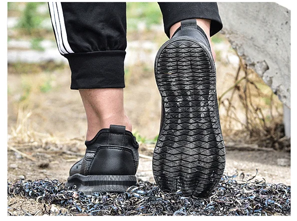 Летняя дышащая мужская защитная Рабочая обувь из натуральной кожи со стальным носком; уличные Нескользящие кроссовки; мужские ботинки для защиты от рыбалки
