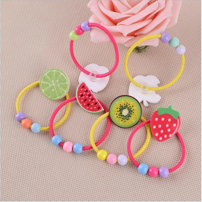 

New Women Elastic Hair Bands Fashion Jewelry Hair Accessories Headbands Imitated Fruit Ponytail Ball Scrunchy Girl Baby Rope Gum