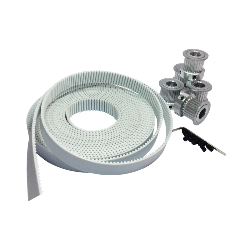  5meters White PU 3M Timing Belt Width 15mm + 5PCS 20 Teeth 3M Pulley Bore 5/6/6.35/8/12mm For HTD3M