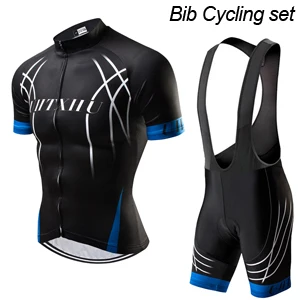 Uhtxhu Summer Cycling Jersey Set Mountain Bike Clothing MTB Bicycle Wear Clothes Maillot Ropa Ciclismo Men Cycling Sets - Цвет: Bib Cycling Set