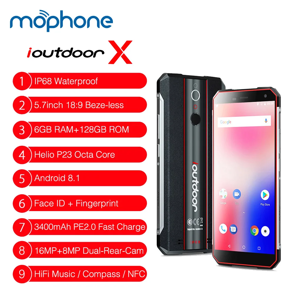 Global ioutside X водонепроницаемый прочный мобильный телефон 5 7 дюймов 6 ГБ 128 Гб ПЗУ Helio