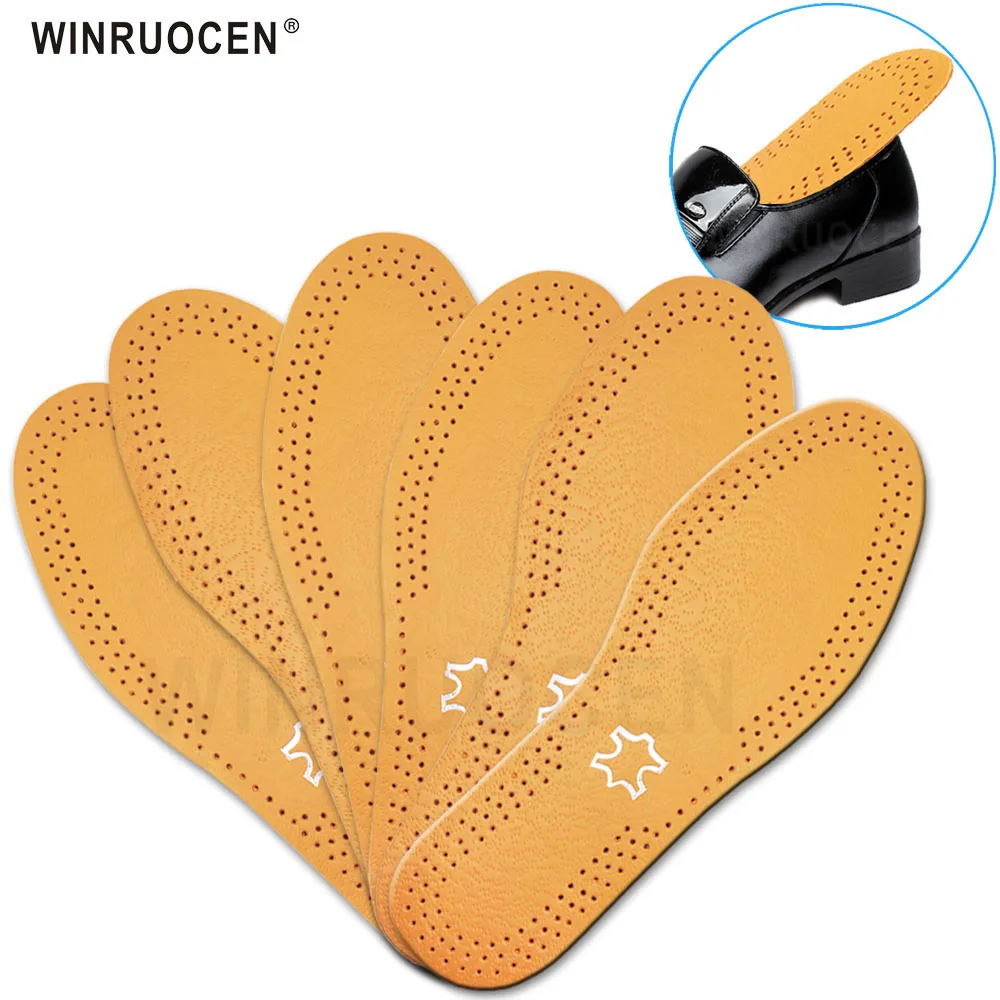 Ultra Thin Breathable Deodorant Leather Insoles Pigskin Instantly Absorb Sweat Replacement Inner Soles Shoes Insole Pads