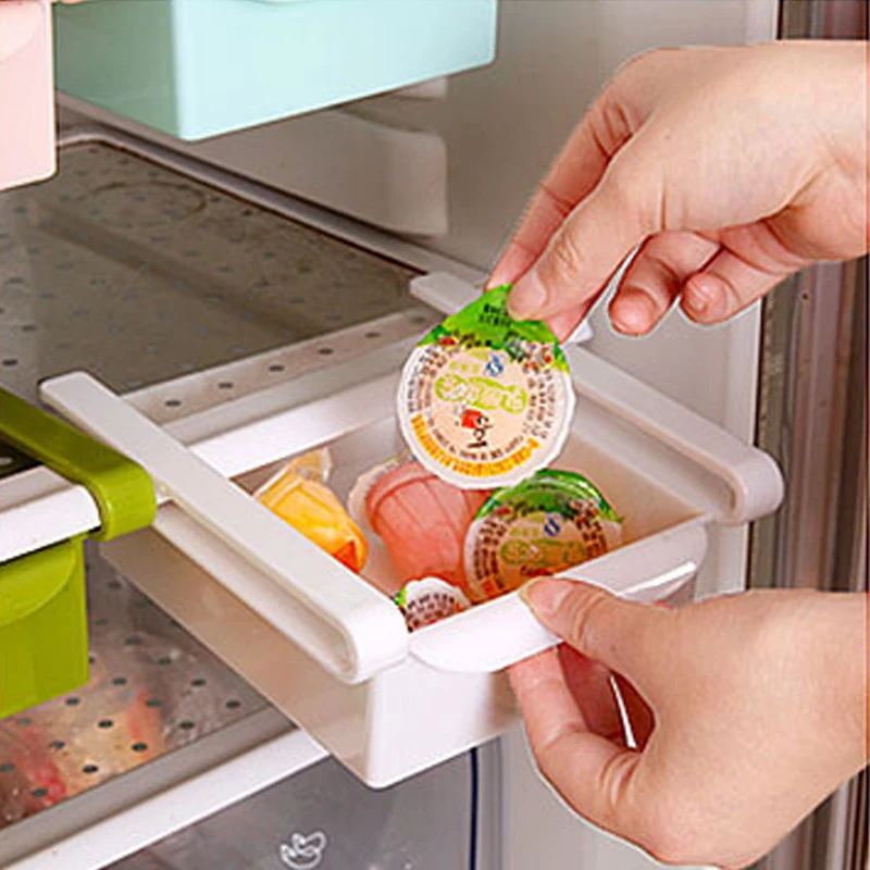 

1pc Refrigerator tray Refrigerator Storage Box Kitchen Rack Fridge Freezer Shelf Holder Pull-Out Drawer Organiser Space Saver