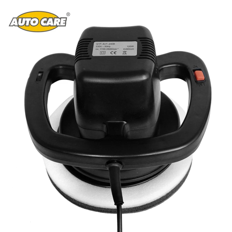 

120W Orbital Professional Variable-Speed Polisher with Terry Cloth Bonnet & Synthetic Wool Bonnet for Car Care Polishing/Buffing