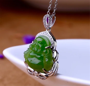 

New S925 Silver Inlay Natural Hetian Jasper Pendant
