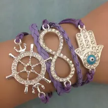 1 шт. бесконечно ручная работа браслет. металл очарование, воск шнур, кожаный браслет, модный драгоценный браслет 3643