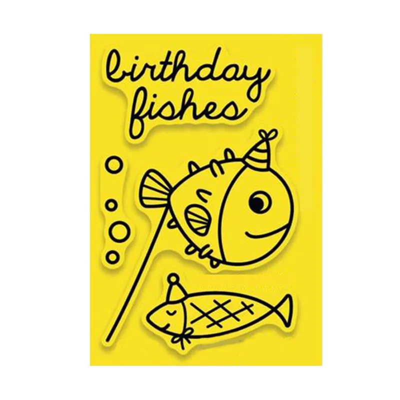 

Birthday Fishes Clear Stamp and Dies for Craft Dies Scrapbooking Card Making Stencil Embossing New Dies for 2019