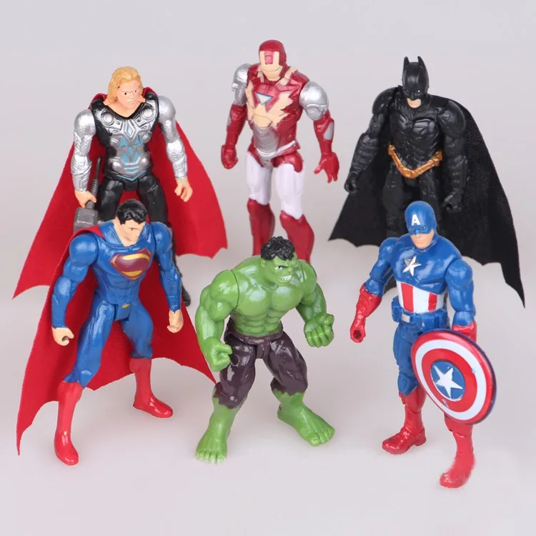 6pcslot the Avengers figures super hero toy doll baby hulk Captain America superman batman thor Iron man Toy figures child Gift