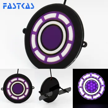 

9cm LED Grill Light 12v Cars 3D Style daytime Running Light 100% Waterproof LED DRL Purple White Color Day Warning Light